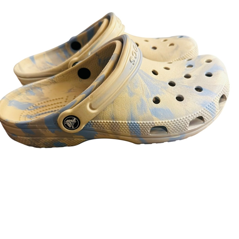 Crocs Classic Marbled Clog Cream Blue Tie Dye Mens 7 Womens 9 Slip On Shoes - Picture 4 of 6